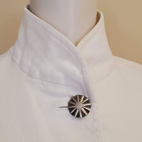 Lauren Ralph Lauren Jacket Petite Medium Womens White Denim Embossed Button READ - Picture 3 of 15